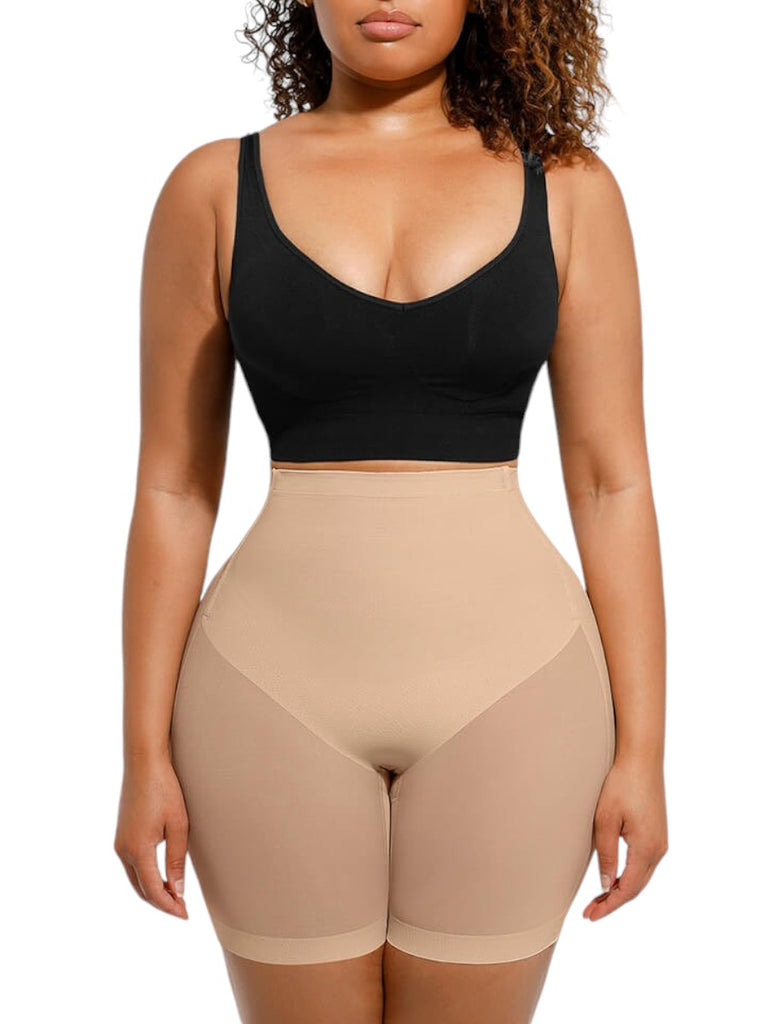 Sculpting Sheer Low Back Shapewear Shorts - Nude