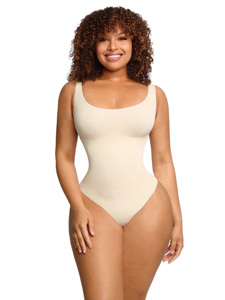 Seamless Sculpt Scoop Neck Thong Bodysuit - Pearl