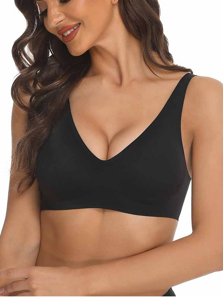 Seamless Wireless Shapewear Bra - Black