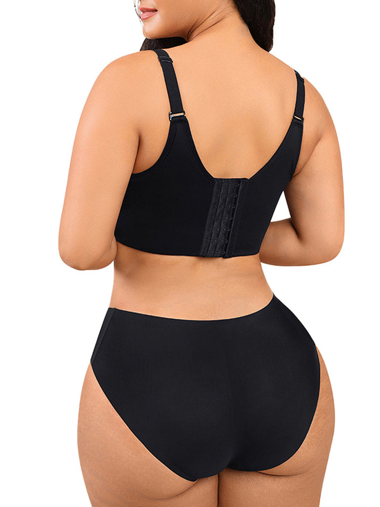 Mlqidk Women's Push Up Bra Full-Coverage Wirefree Bra, Adjustable Shoulder  Straps Bra for Everyday Wear,Black XL 