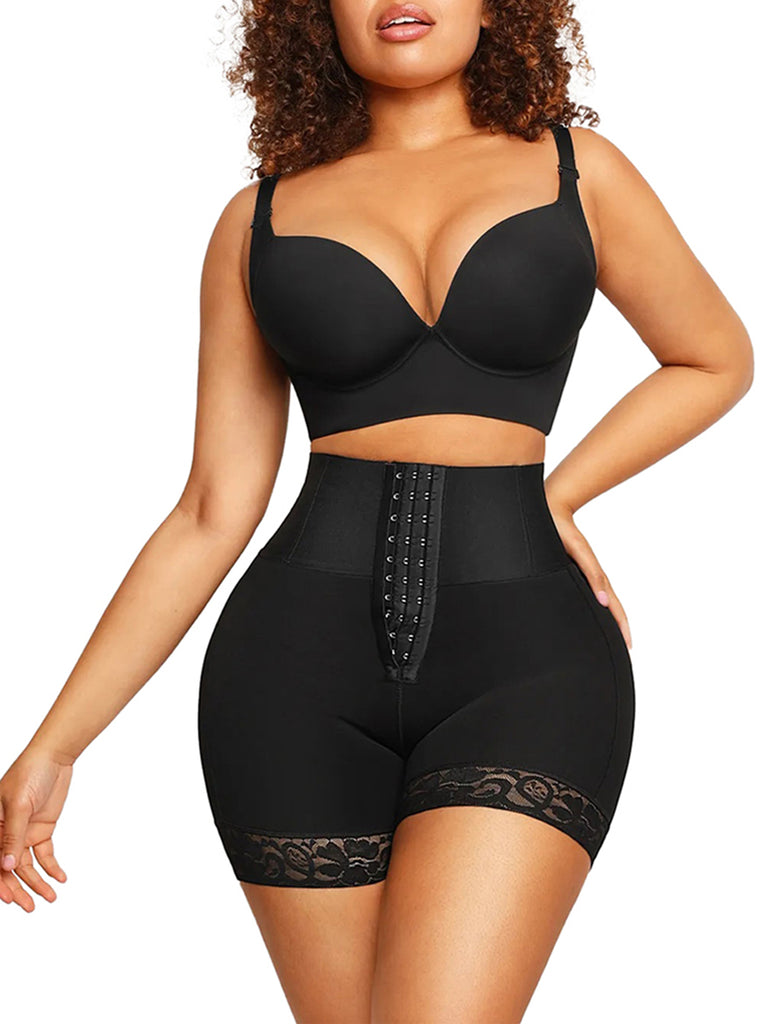 Slimming Mid-Thigh Tummy Control Shapewear Shorts - Black