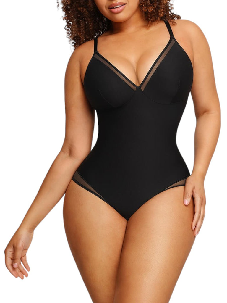 Smoothing V-Neck Shapewear Bodysuit - Black