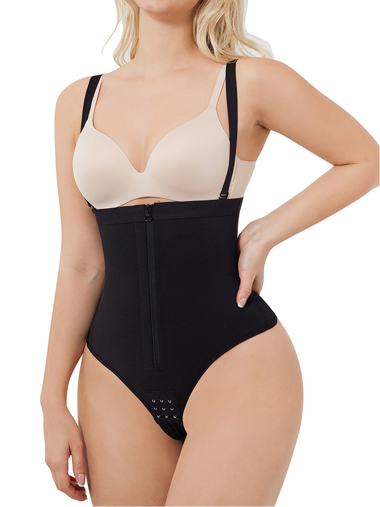 Slimming Shapewear Thong Tummy Control Bodysuit - Black